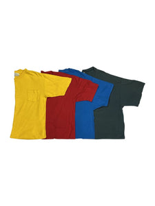 An image of four different solid color vintage t-shirts