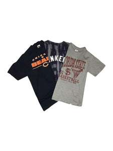  An image of three different vintage apparel sport and university tees