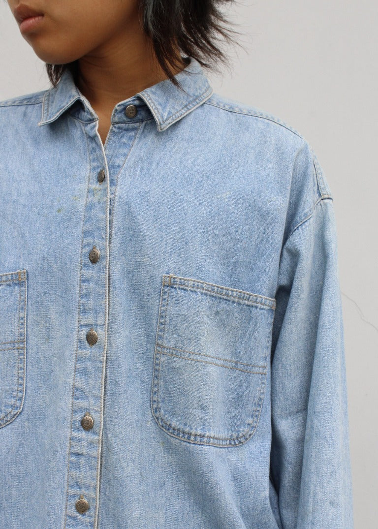 Bottega Veneta® Women's Vintage Medium Indigo Denim Shirt in Mid blue. Shop  online now.
